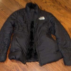 North face reversible girls black jacket coat 5/6  kids child